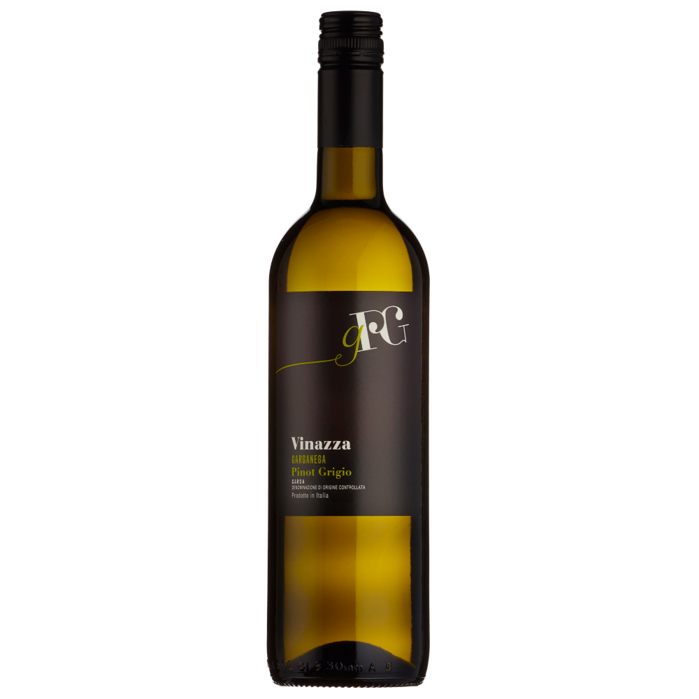 Wine bottle with a dark label on a white background
